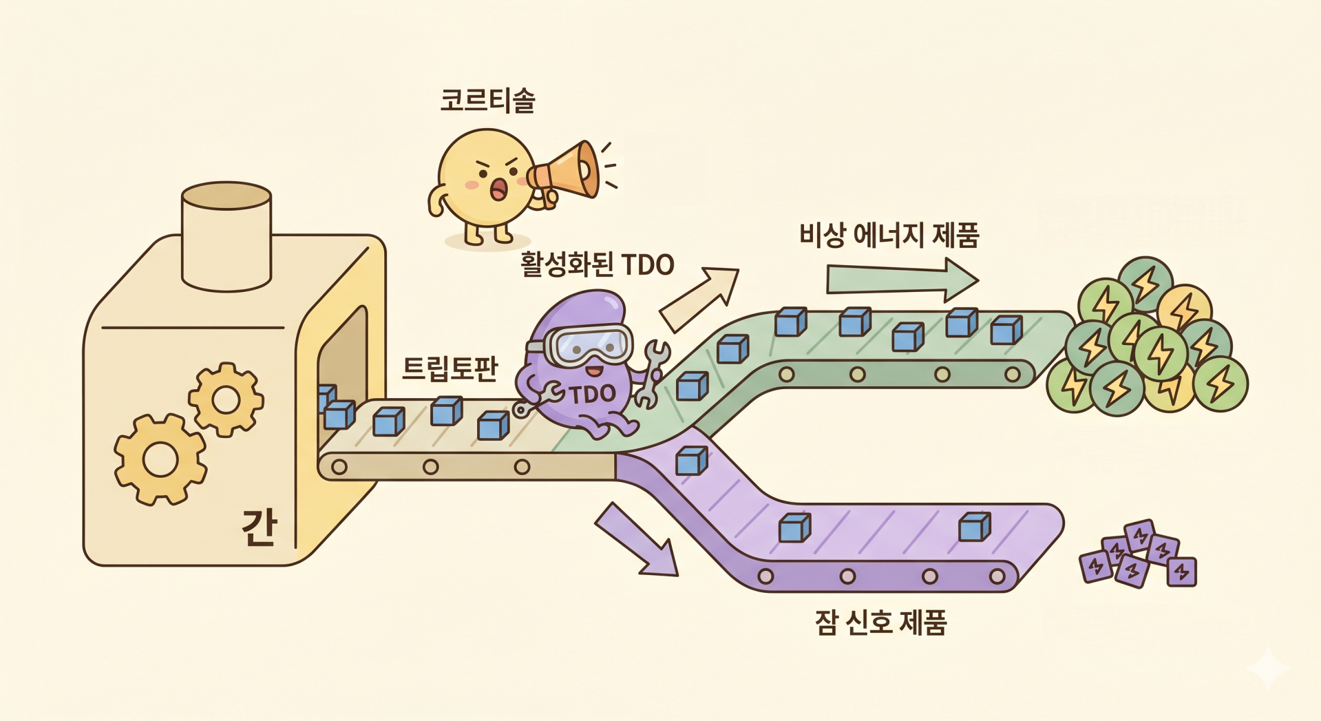 스트레스를 받았을 때 비상 모드로 전환된 우리 몸 상황 @nano banana.png