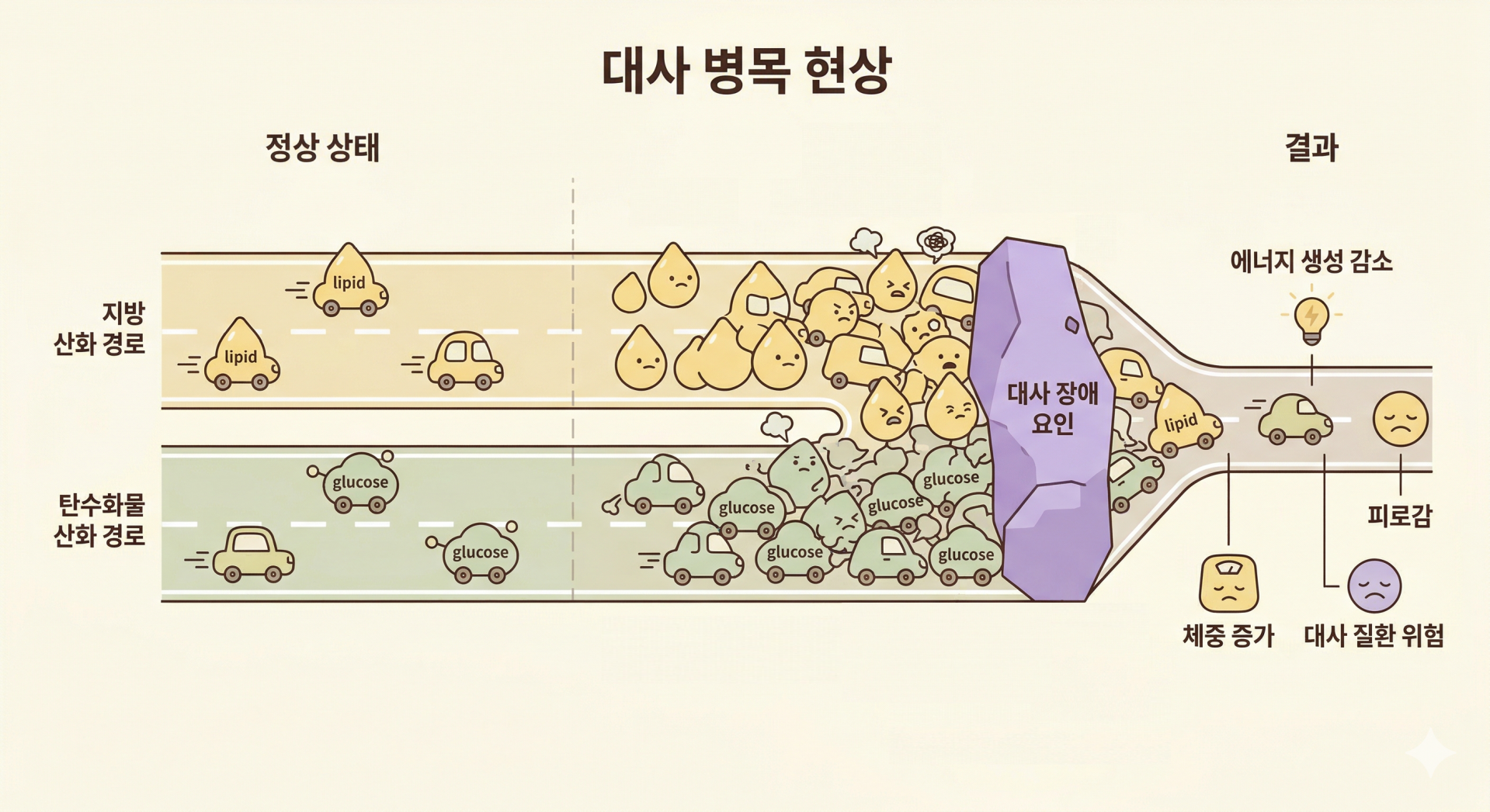 대사 병목이 생긴 상태 @nano banana