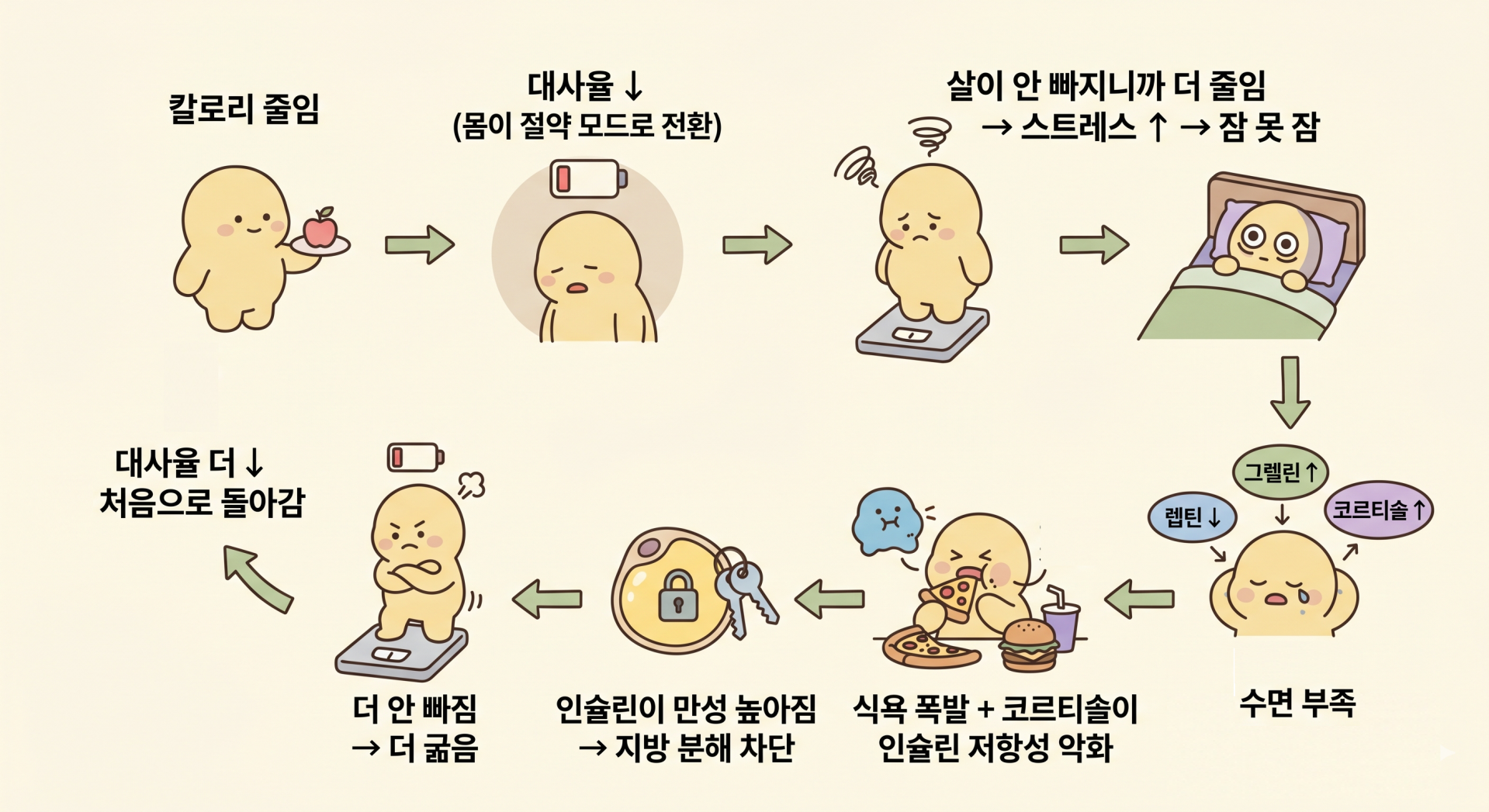 대사율 저하, 인슐린 저항성, 수면 부족이 최악의 상황을 만드는 과정 @nano banana.png