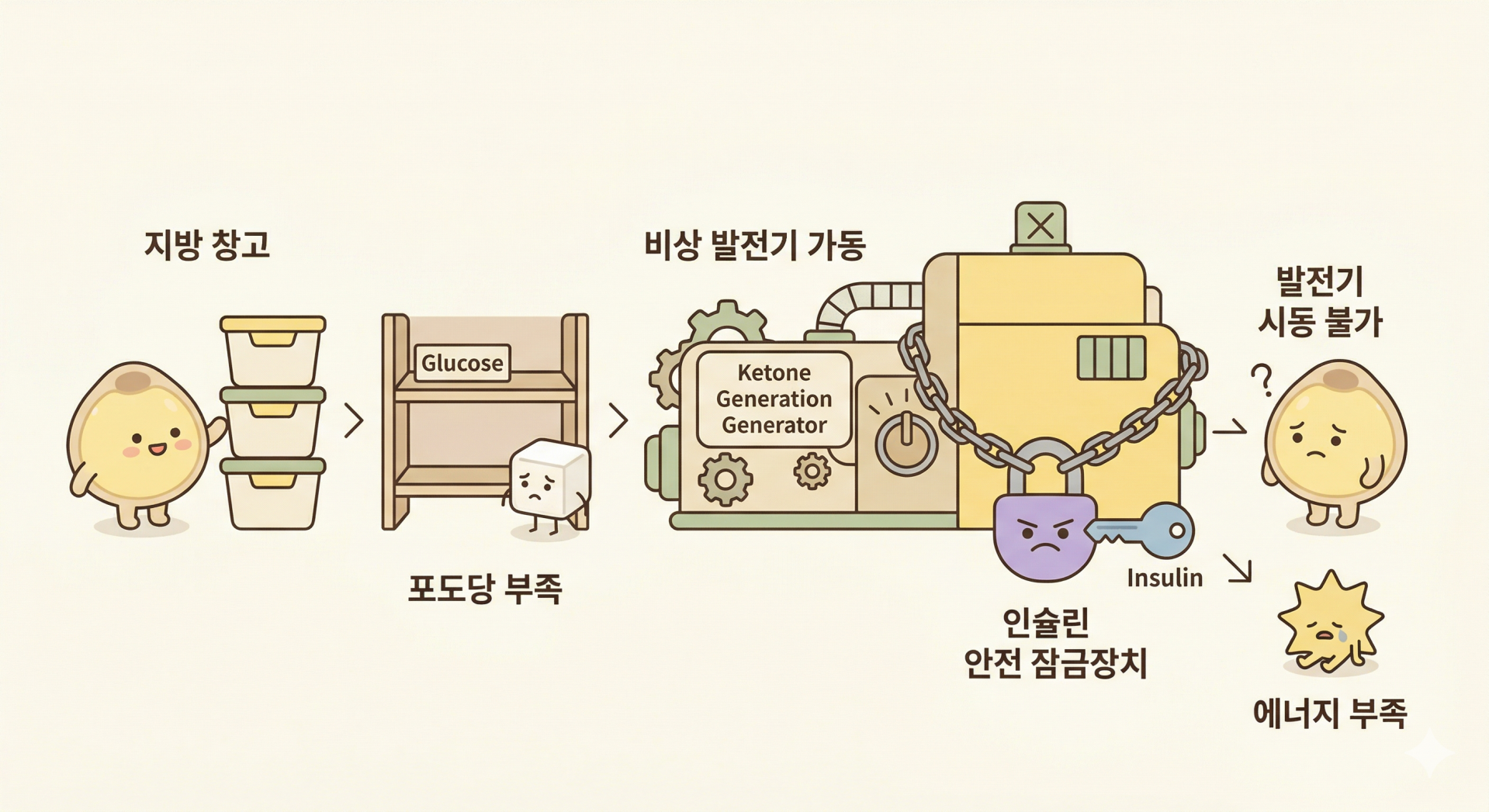 인슐린이 케톤 대사 경로를 방해하는 과정 @nano banana.png