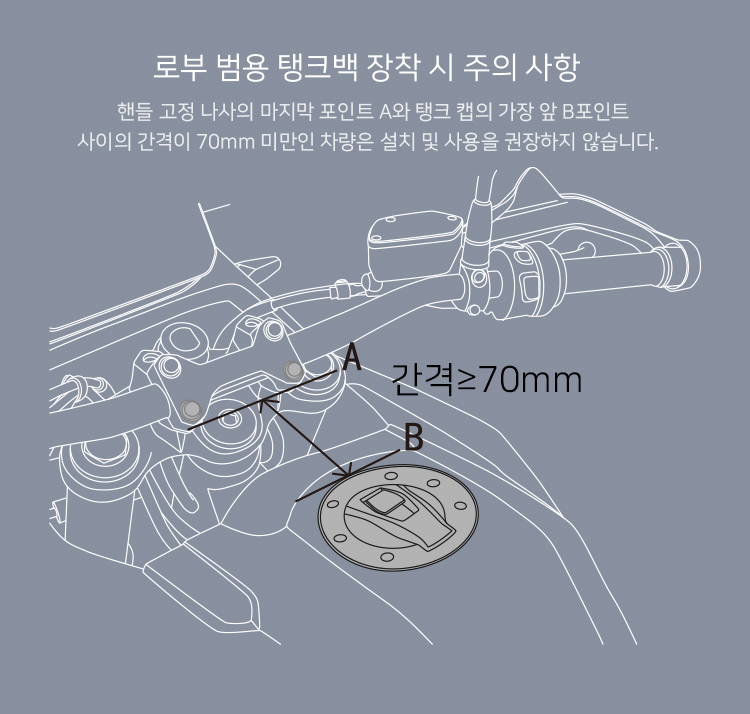 [로부 BTB10SBK]오토바이 탱크백 4.5L 연료캡 어댑터 자석부착방식 용량확장 레인커버 포함