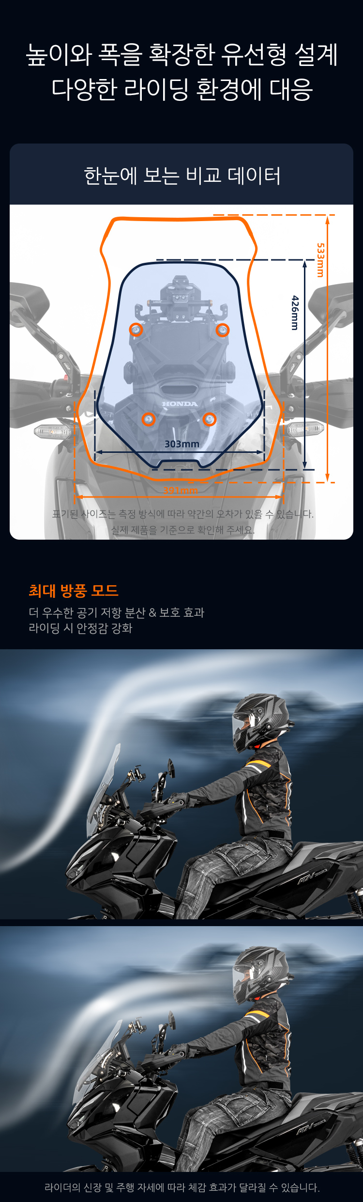 [로부]혼다 ADV350 전용 윈드쉴드 방풍 윈드스크린