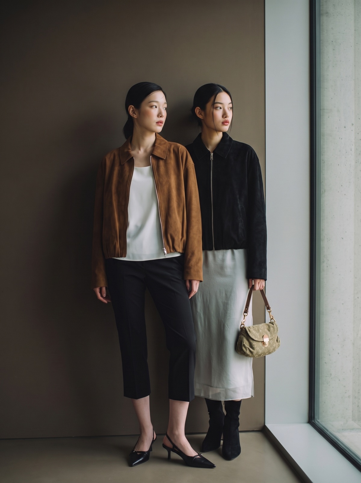 스웨이드 집업 블루종 듀오 화보