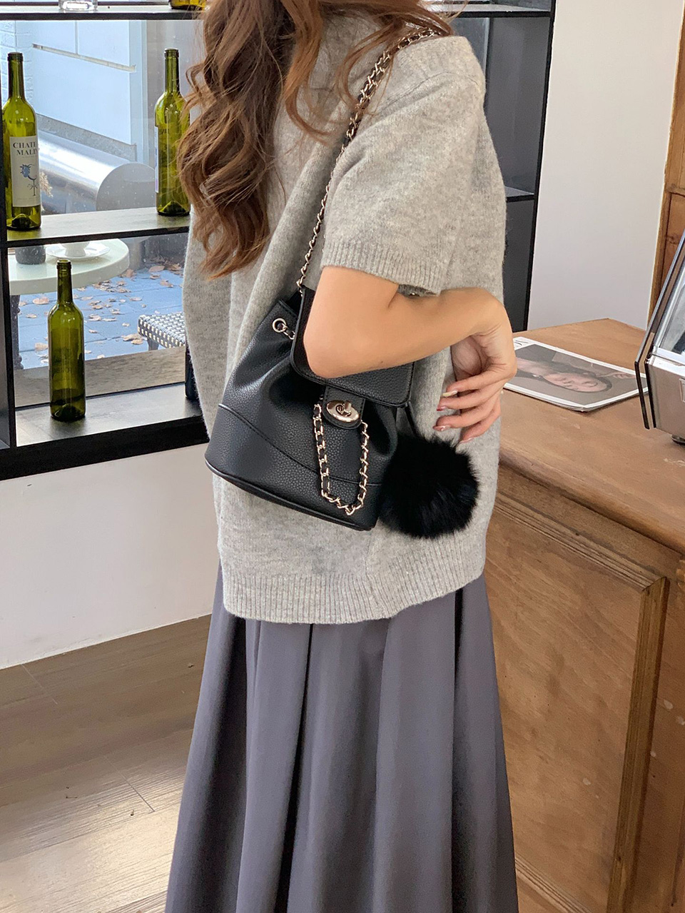 [Fur Keychain Included] Boel Mini Chain Shoulder Bag