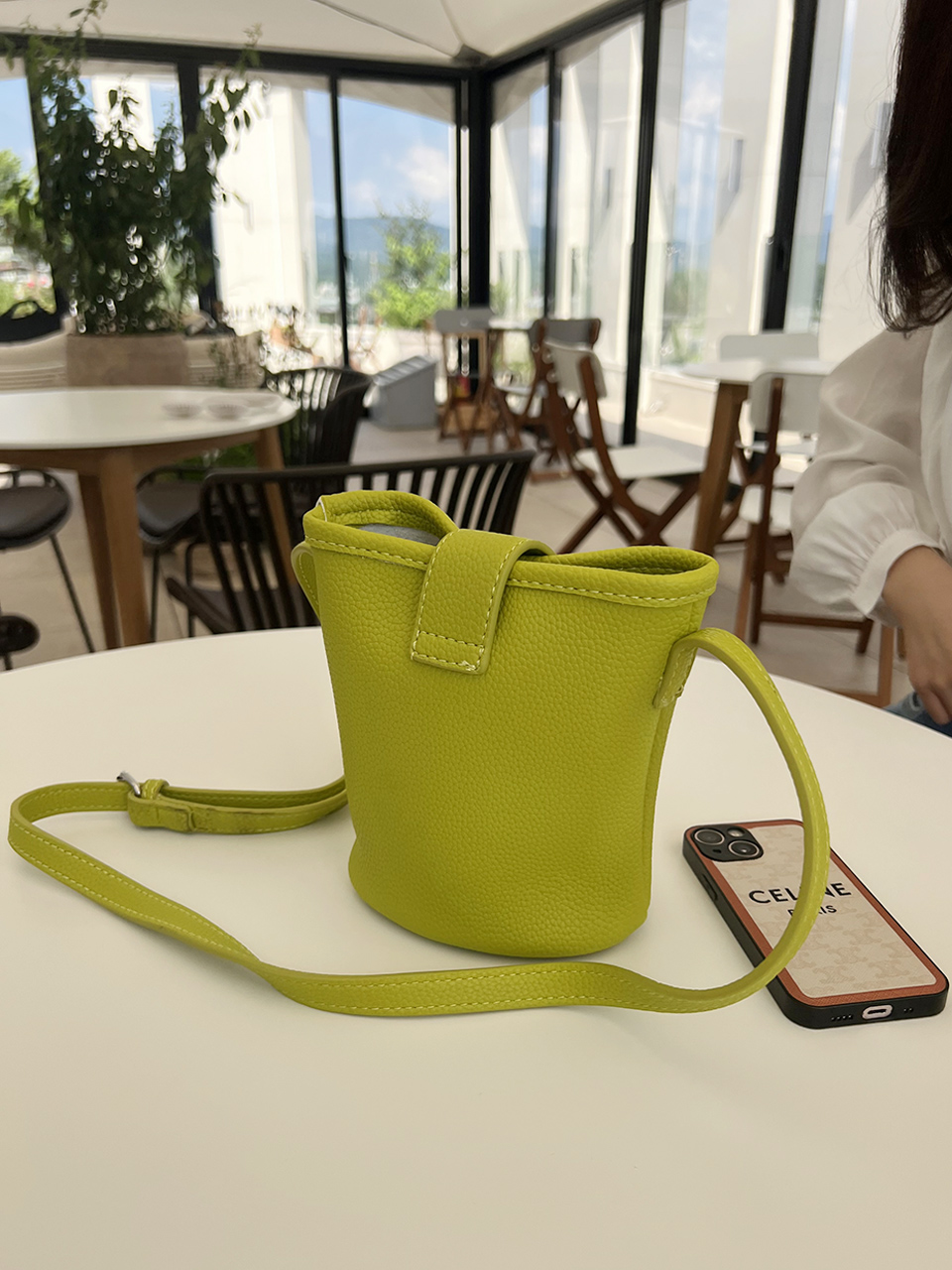 Button-belted mini cross-shoulder bag