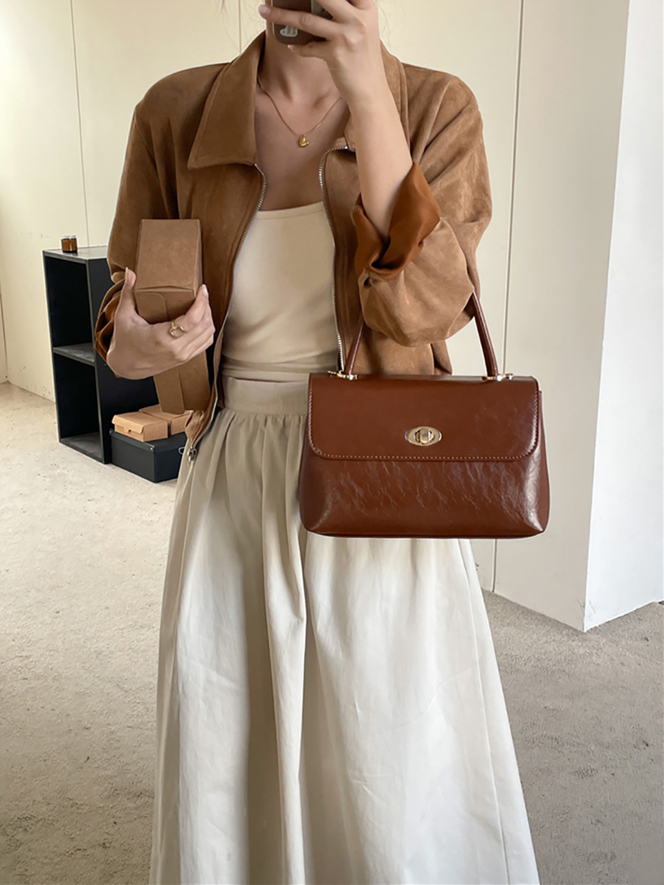 Square buckle tote bag (6 colors)
