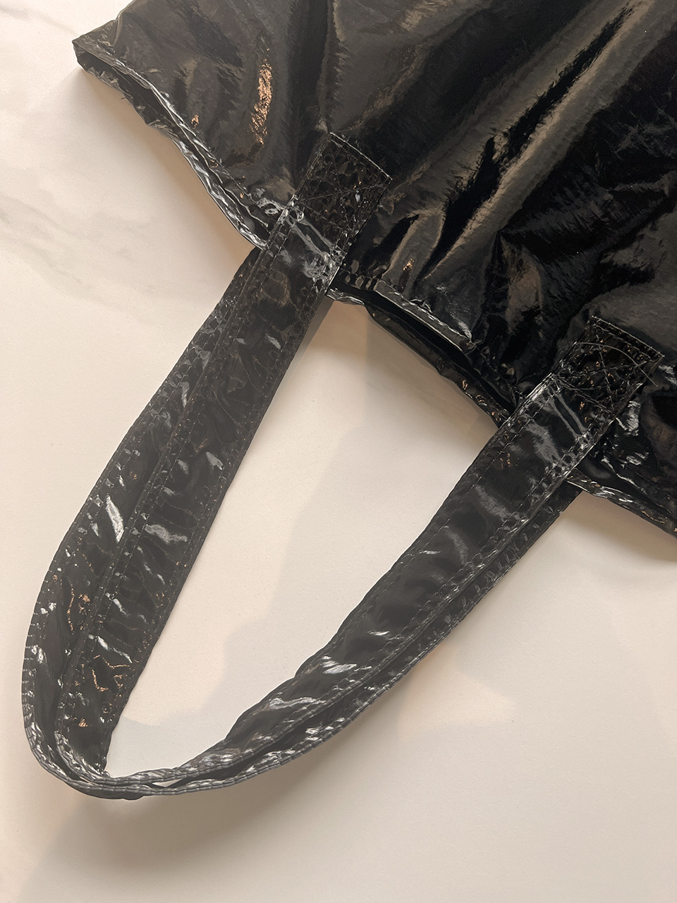 Glossy nylon shoulder bag