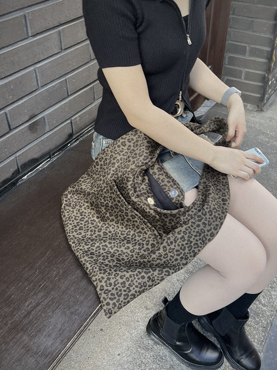 Leopard print suede eco bag/tote bag
