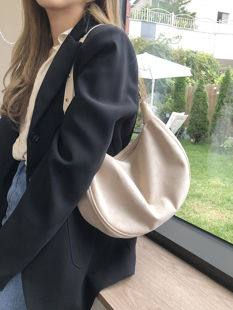 Suede shoulder bag