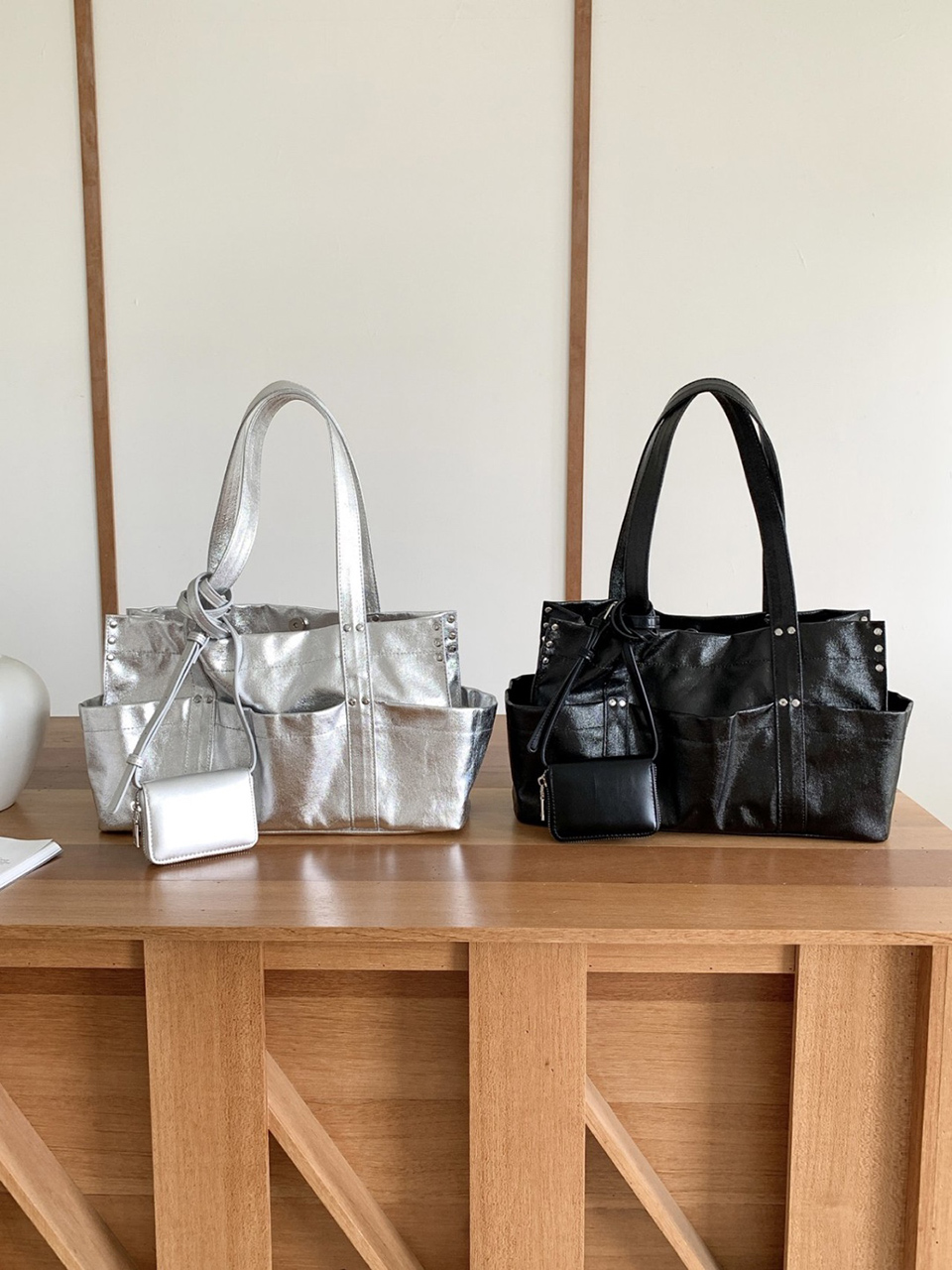 Glossy Pocket Y2K Big Tote Bag