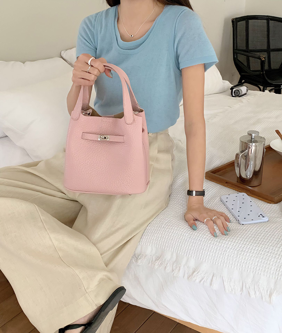 Leather buckle 2-way tote bag (6 colors)