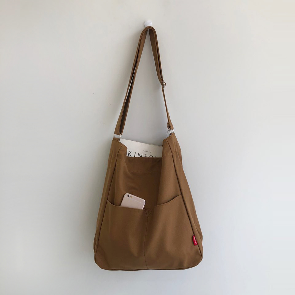 2-Pocket Plain Big Cloth Eco Bag (3 colors)
