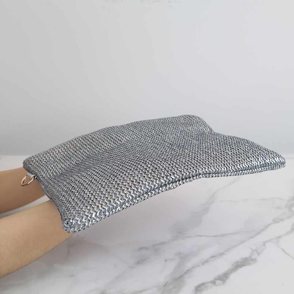 Bling Pearl Rattan Silver Cross Clutch Bag