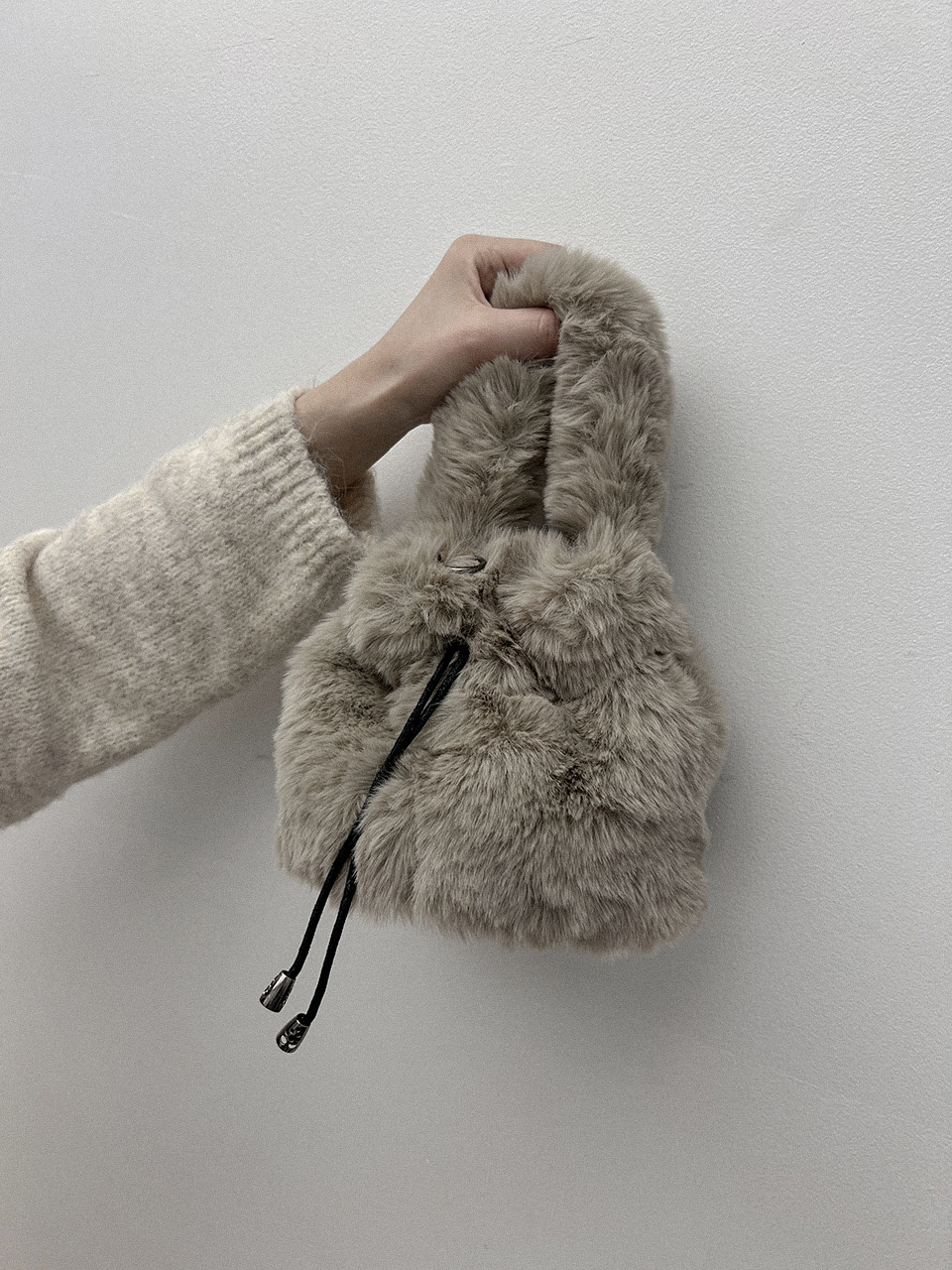 Eco-fur mini bucket bag/tote bag