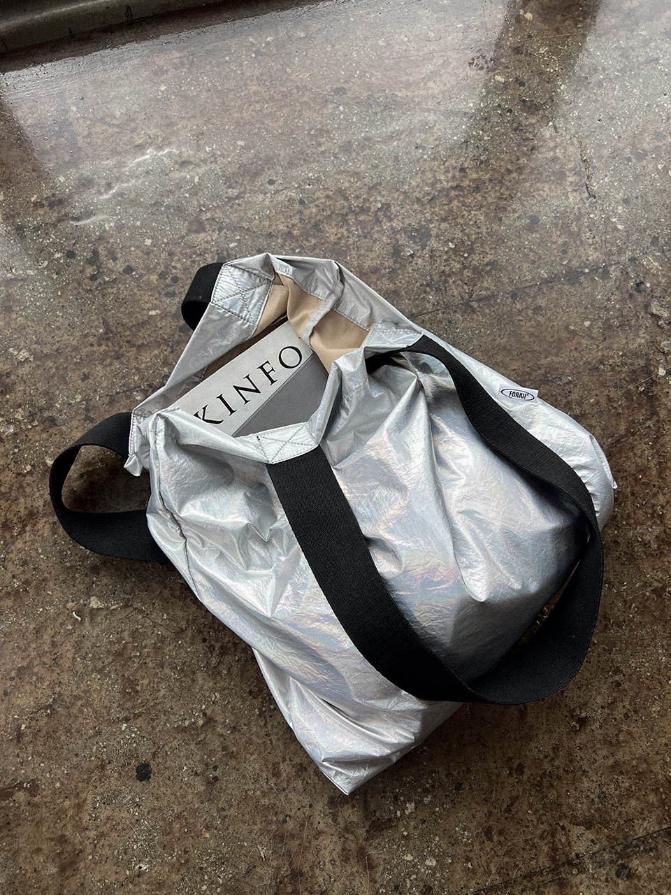 Nylon Silver Plain Shoulder Eco Bag / Shoulder Bag