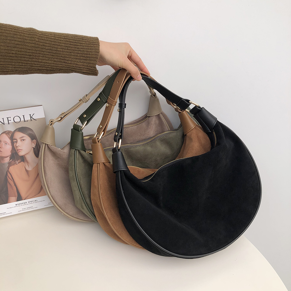 Suede shoulder bag