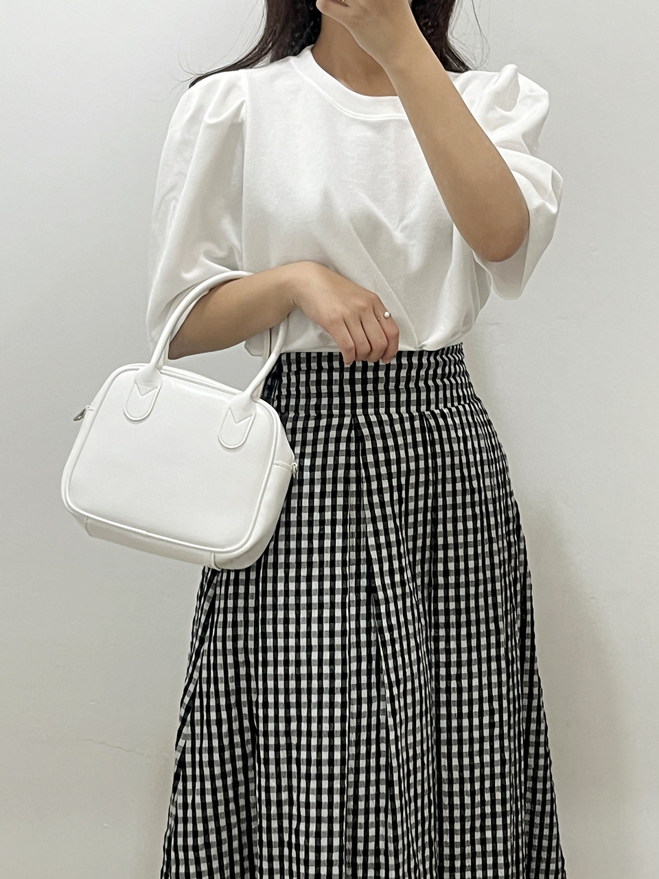 Tammy Square Glossy Silver Mini Tote Bag