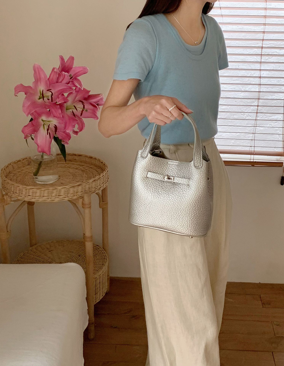Leather buckle 2-way tote bag (6 colors)