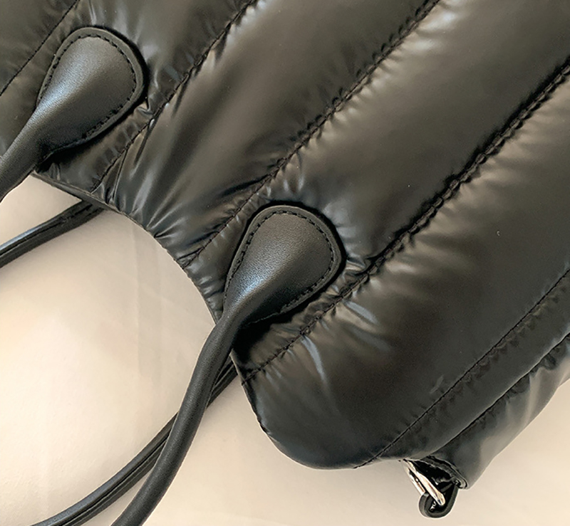 Down nylon quilted tote bag