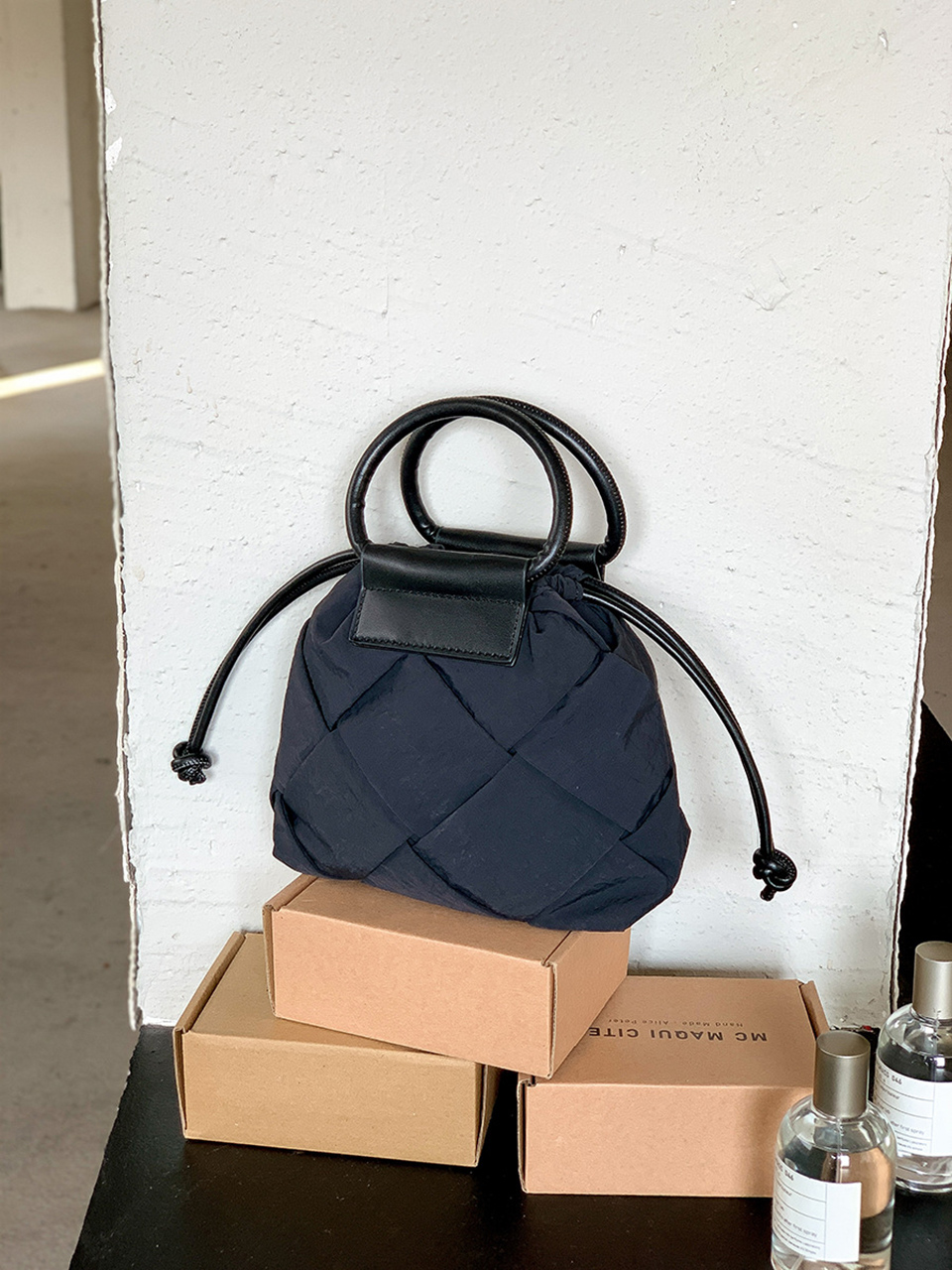 Quilted Nylon Mini Bucket Bag (4 colors)