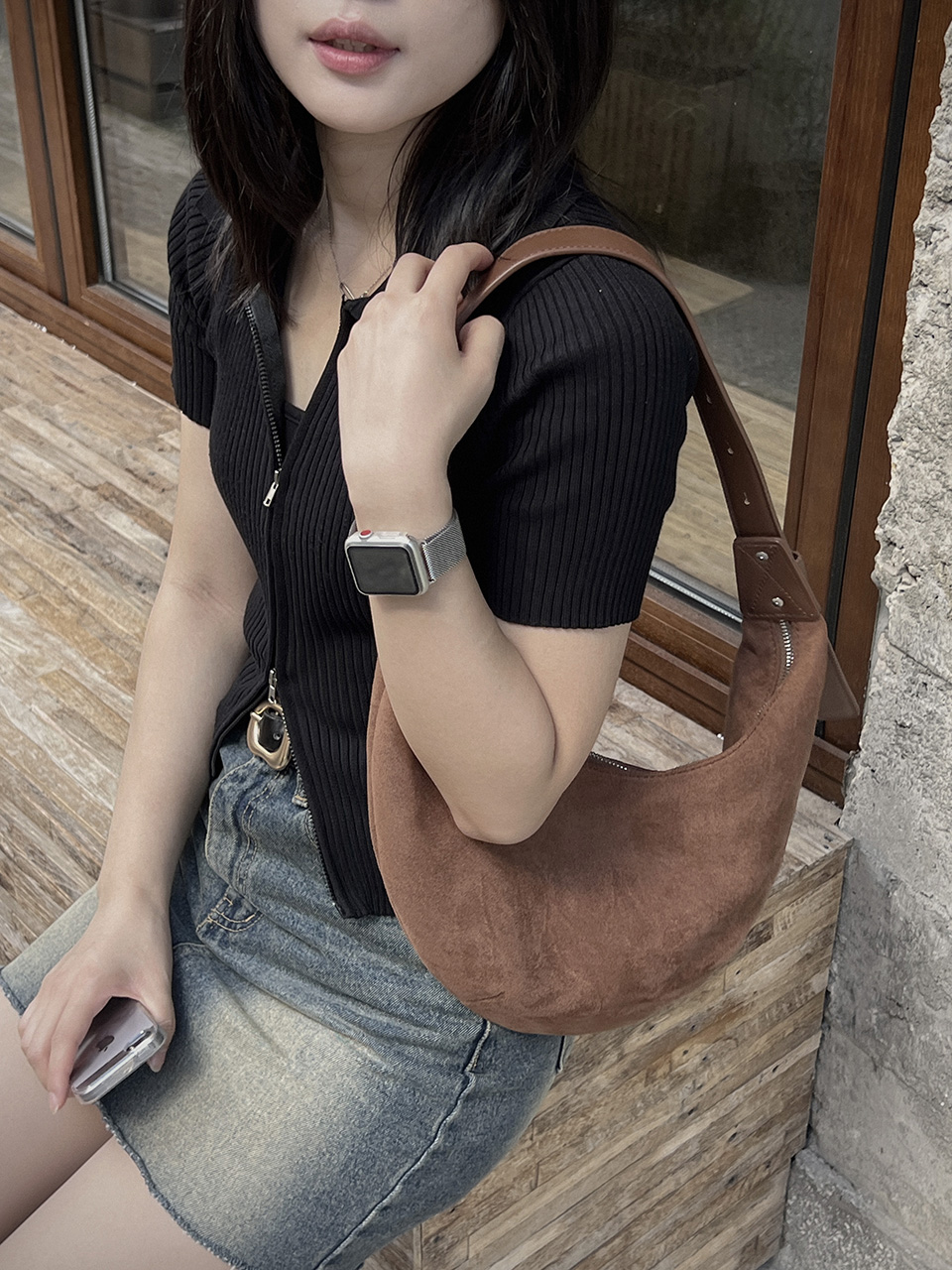 Suede Round Tote Bag/Shoulder Bag