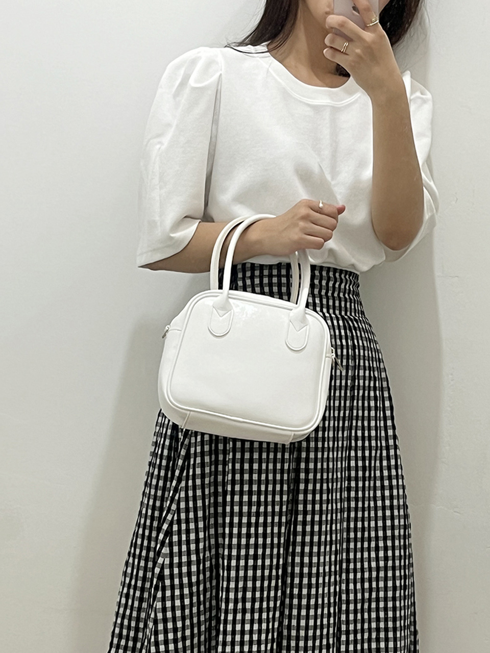 Tammy Square Glossy Silver Mini Tote Bag