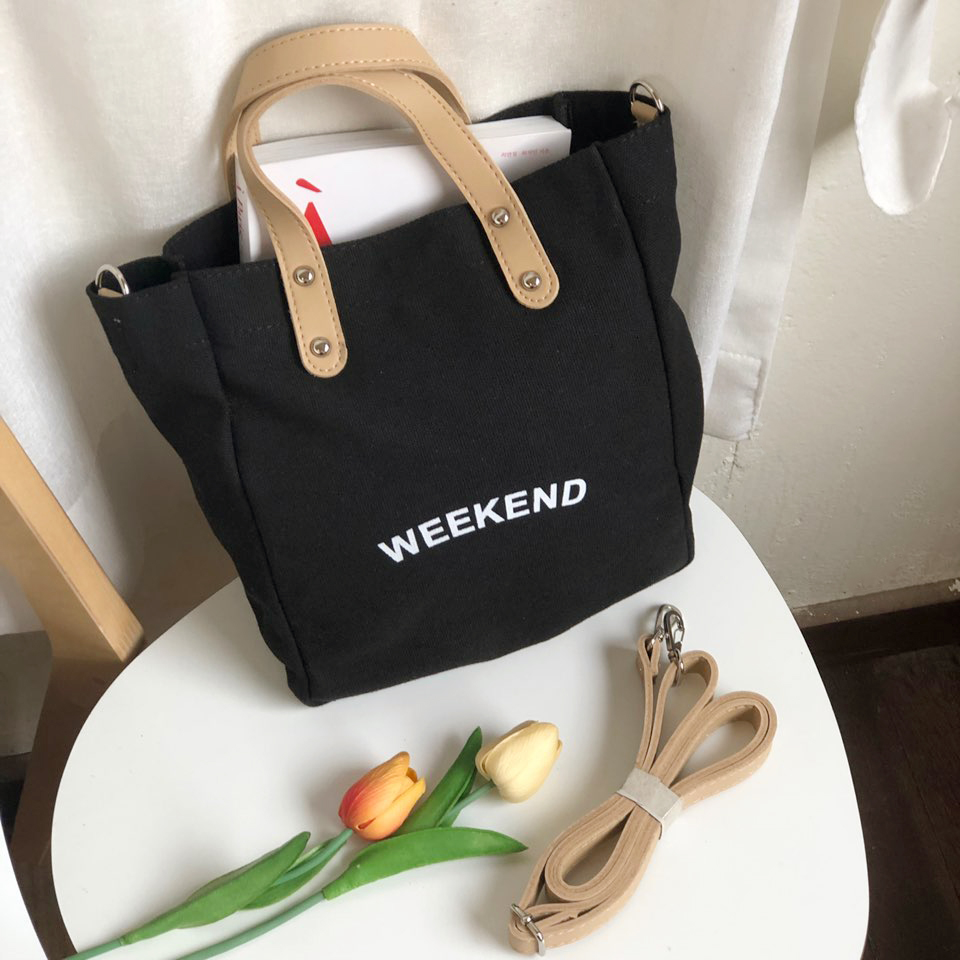 Canvas Lettering 2-Way Bag