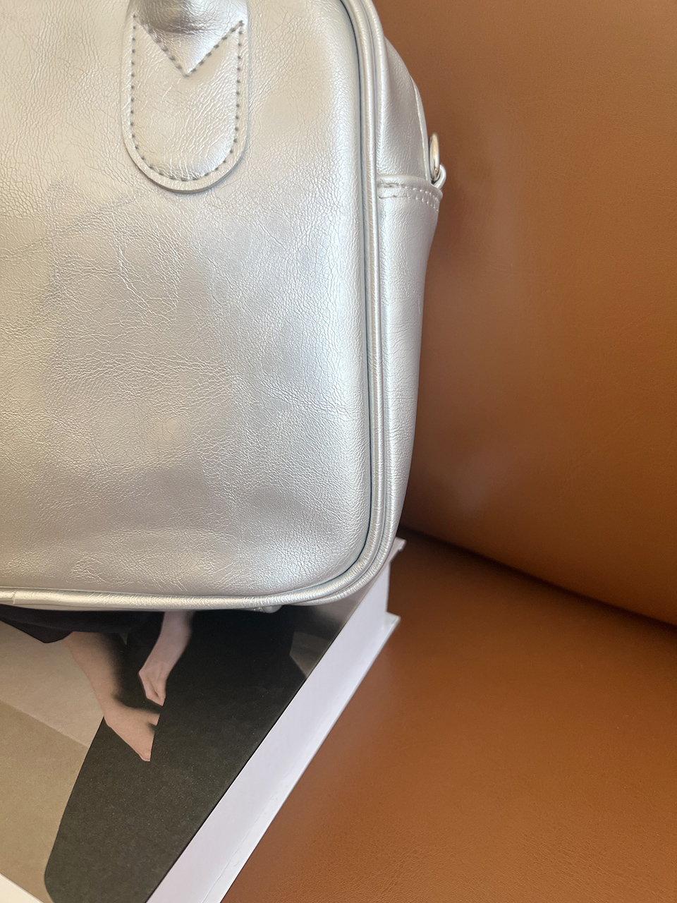 Tammy Square Glossy Silver Mini Tote Bag