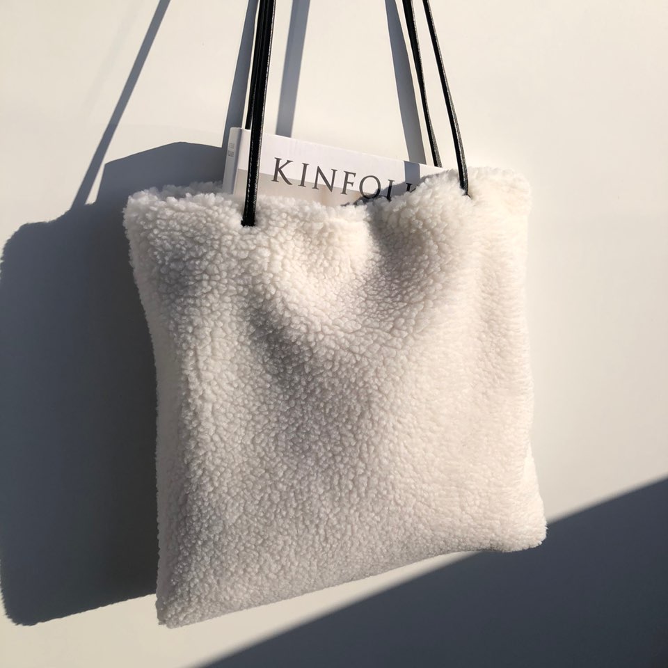Fleece Leather Drawstring Boa Eco Bag