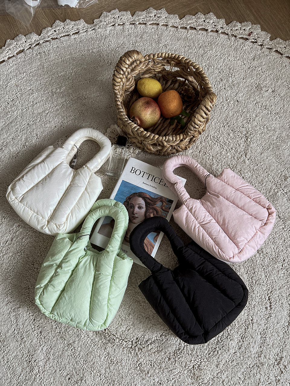 Nylon quilted chain mini tote bag