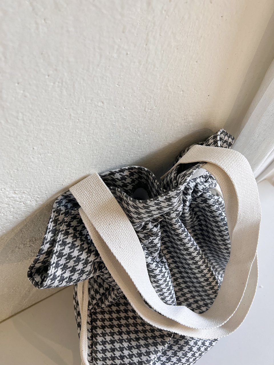 Checkered Bucket Bag Big Shoulder Eco Bag