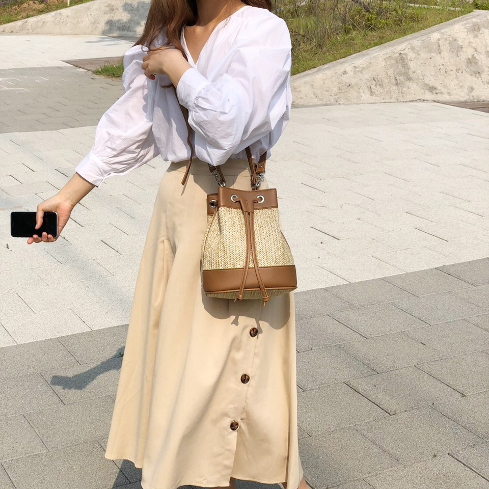 Rattan Mini Bucket Bag / Cross Bucket Bag (3 colors)