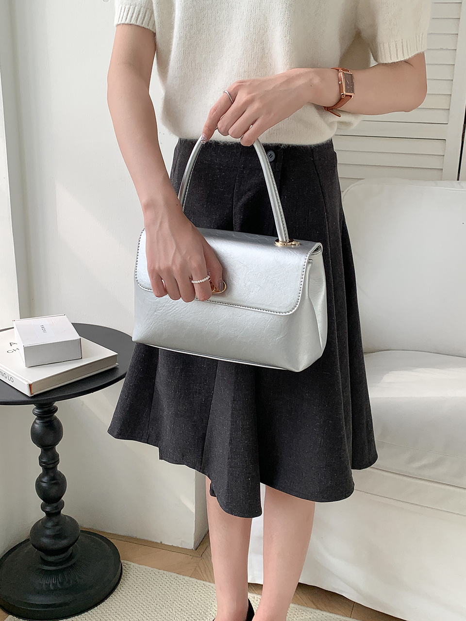 Square buckle tote bag (6 colors)