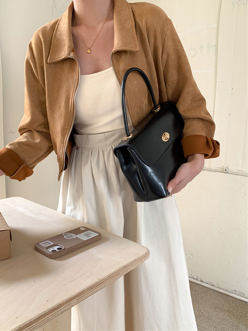 Crack Square Buckle Tote Bag (3 colors)