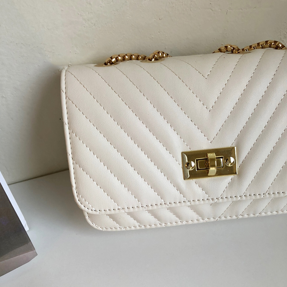 V-Quilted Mini Square Chain Bag