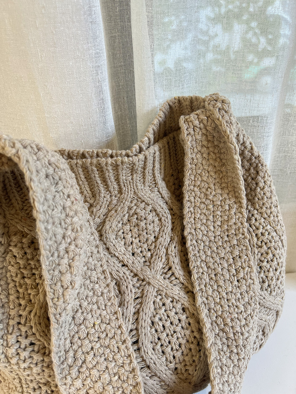 Knit twist crochet shoulder eco bag