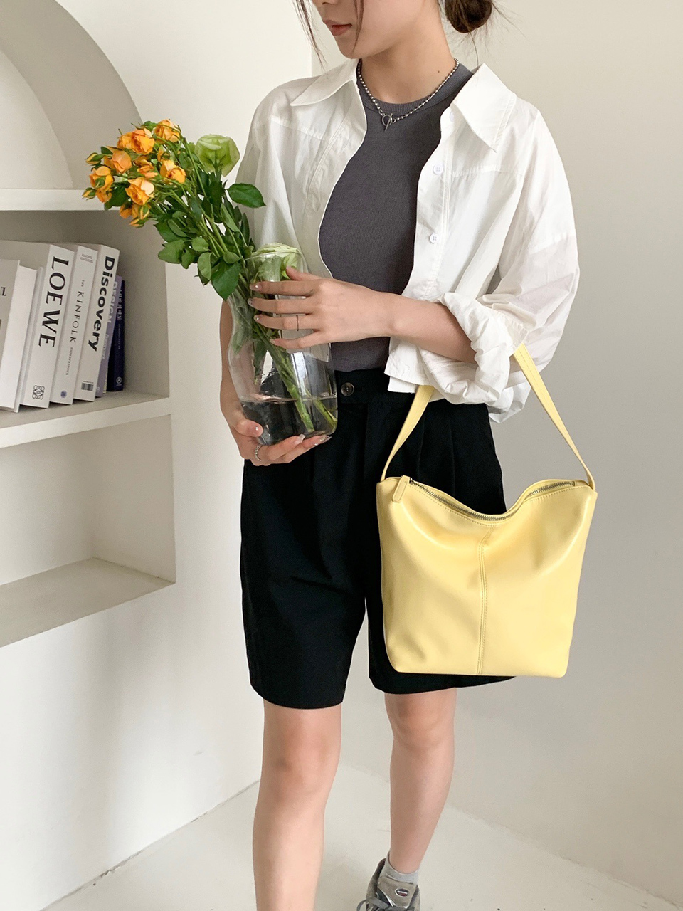 Glossy wrinkle leather shoulder bag (4 colors)