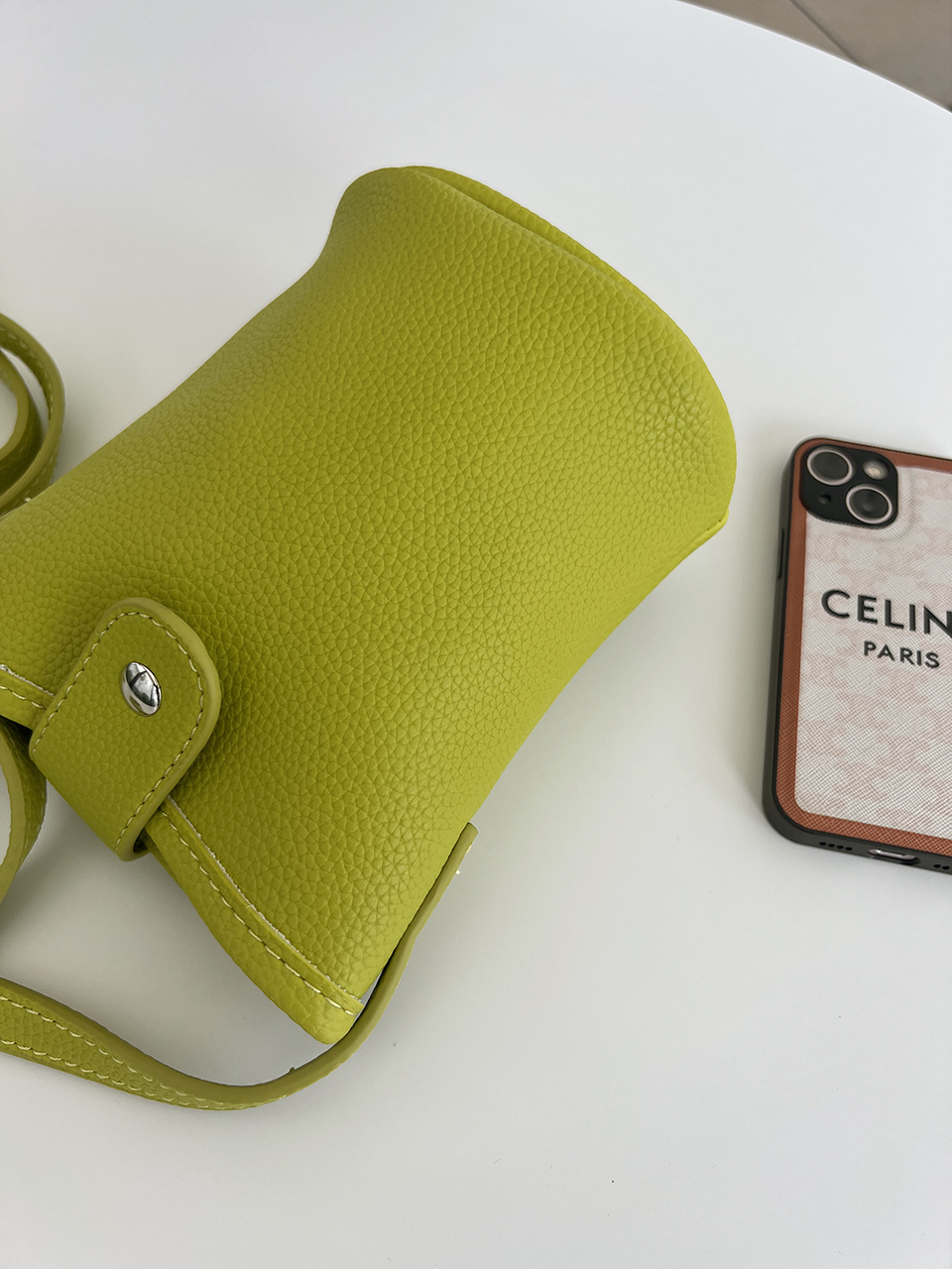 Button-belted mini cross-shoulder bag