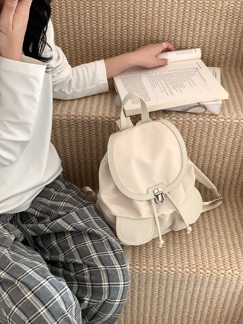 Buckle nylon string pocket daily backpack
