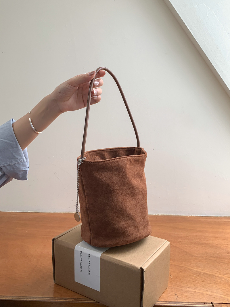 Suede Chain Mini Shoulder Bucket Bag