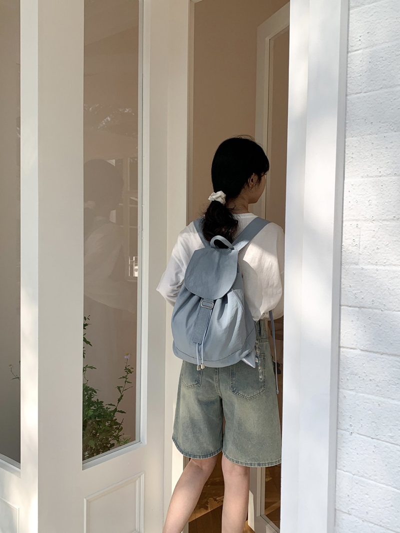 Buckle side zip-up nylon backpack (4 colors)