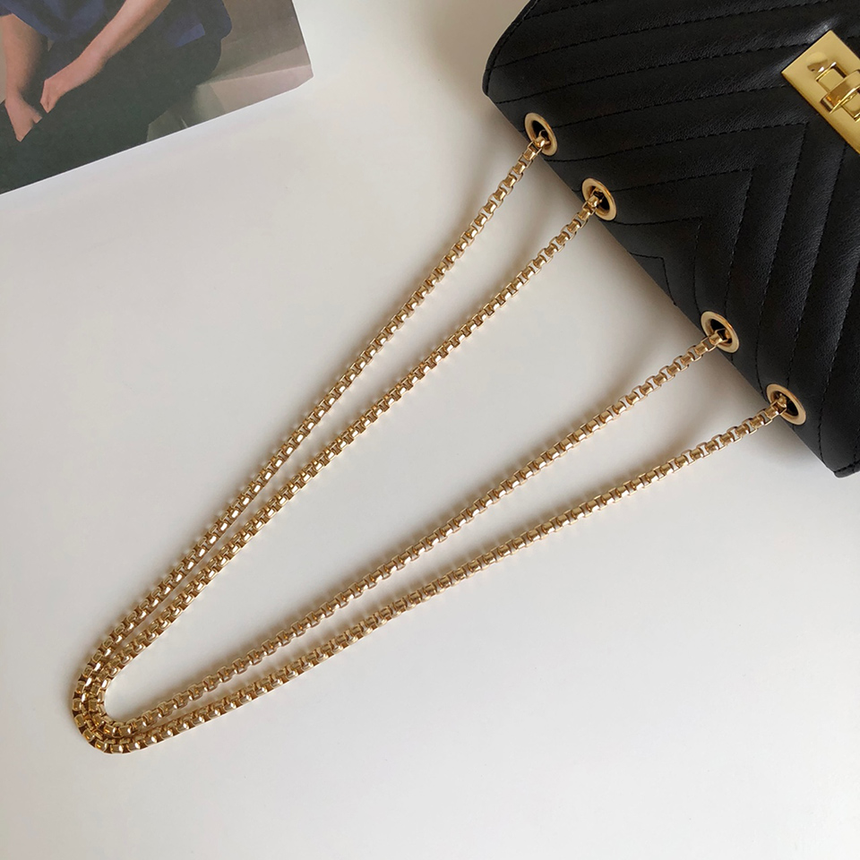 V-Quilted Mini Square Chain Bag