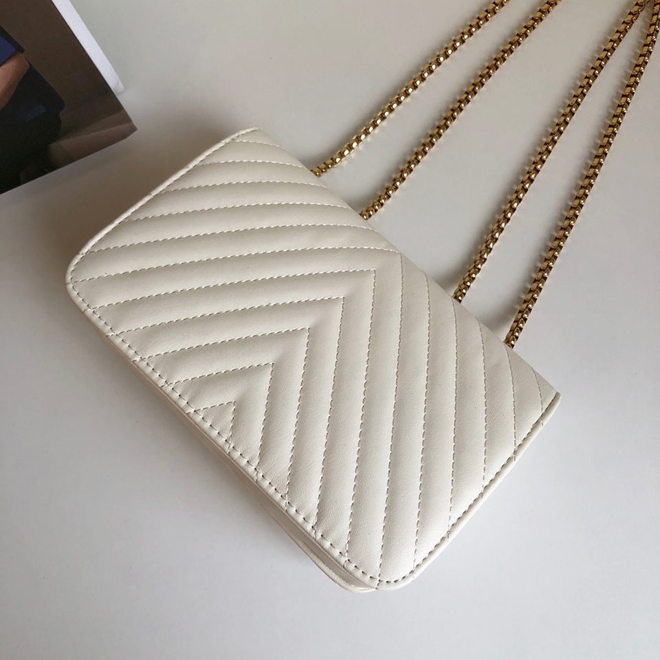 V-Quilted Mini Square Chain Bag