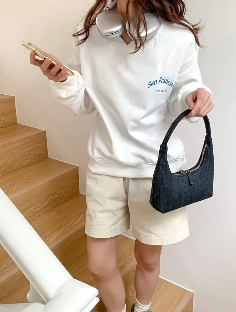 Blooming Round Denim Shoulder Bag