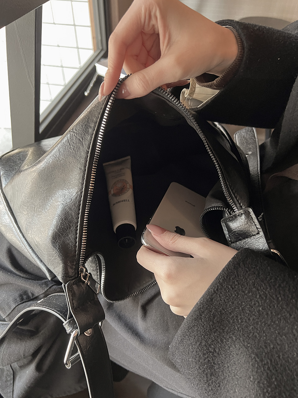 Leather Square Cross Hobo Bag