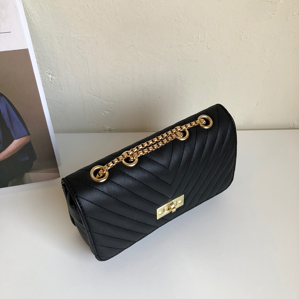 V-Quilted Mini Square Chain Bag