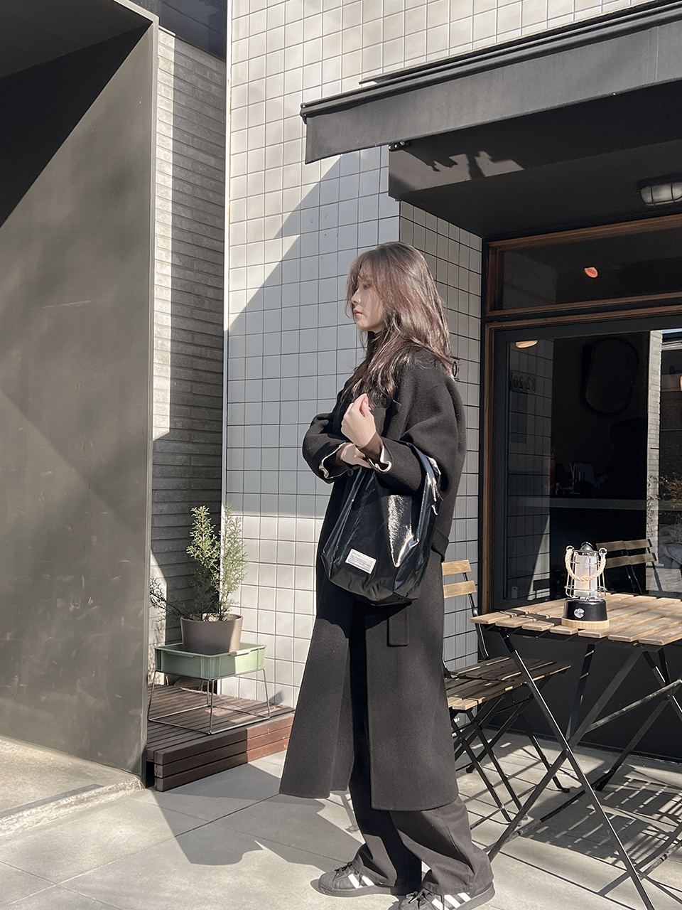 Glossy nylon mini tote bag