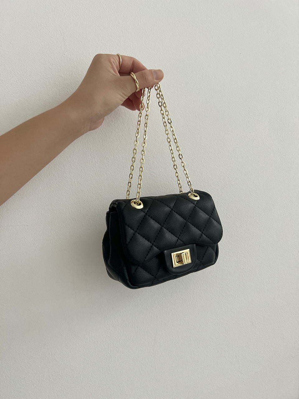 Zuni Quilted Micro Mini Gold Chain Bag