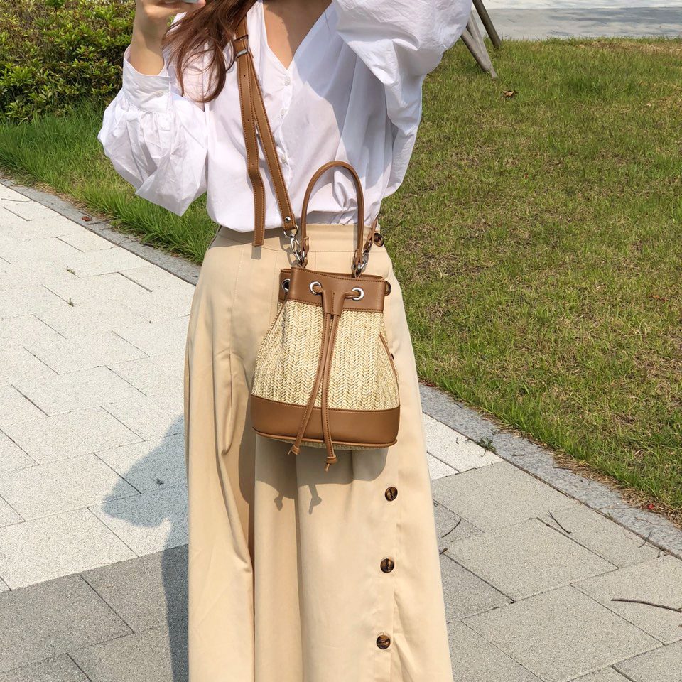 Rattan Mini 2-Way Bucket Bag