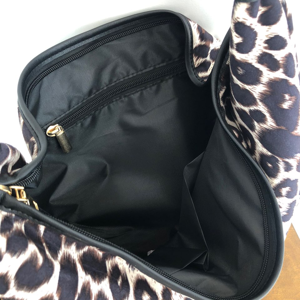 Leopard print zippered big shoulder bag